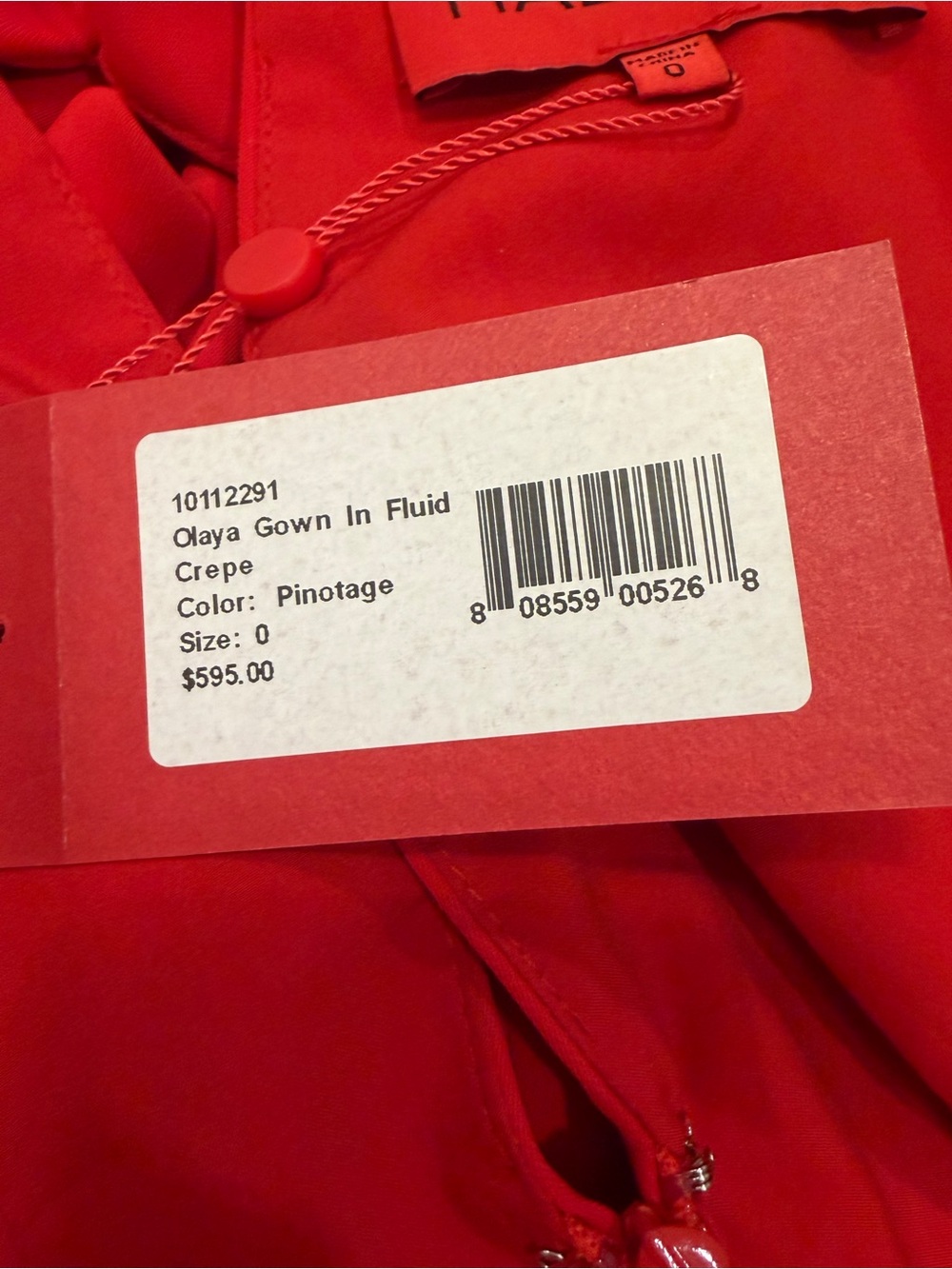 NWT: Halston OLAYA GOWN IN FLUID CREPE, Red, Size 0 - Picture 9 of 11